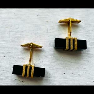 Vintage Modern black onyx and 14k Cufflinks